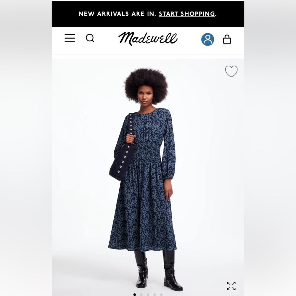 Madewell Bubble Sleeve Smocked Midi Dress in Floral